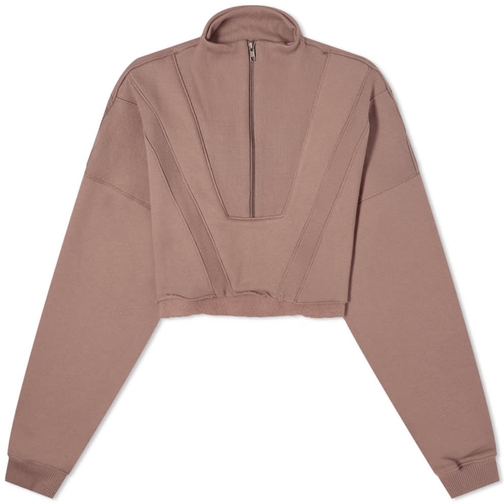 JOAH BROWN CROPPED HALF ZIP PEPPERCORN